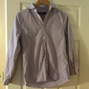 Boy Vineyard Vines dress shirt sz L-16 pink/blue used